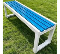 Générique Banquette de Jardin Extérieur Banc de Parc 2-4 Places sans Dossier, Mobilier d'Extérieur en Métal et Bois Résistant aux Intempéries au Soleil, Banc pour Terrasse 80-180cm(White-Blue,L180cm)