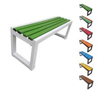 Générique Banquette de Parc Robuste sans Dossier en Acier et WPC, Banc de Jardin Extérieur Imperméable pour Aménagement Terrasse et Patio, Système Antivol Sécurisé, Qualité 80-180cm