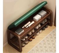 Générique Banquette d'entrée avec Rangement - 2 Niveaux, Coussin Cuir et étagère, Coffre à Bascule Style Farmhouse pour Couloir, Salon, Boudoir(Green,60X34X42cm)
