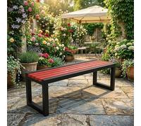 Générique Banquette Extérieure sans Dossier en WPC et Acier Inoxydable - Banc de Jardin Robuste sans Entretien pour Parc, Balcon et Allée - Système de Fixation au Sol Sécurisé - Long 80-180cm