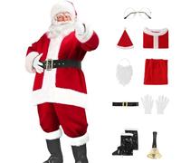 Générique Barbe Pere Noel, Costume PèRe Noel Costume de Père Noël pour Hommes Perruque Blanche Christmas Jeu de Role Pere Homme XXL pour Soirée Déguisée, Animation et Cosplay Noël Fêtes