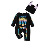 Générique Barboteuse Halloween Bébé Costume d'Halloween pour fille et garçon Capuche Citrouille Combinaison Sourire Tenues Enfant Deguisement Carnaval Mon premier