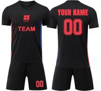 Générique Barca Maillot de Foot Enfant et Homme Personnalisé avec Nom, Numéro D'équipe, Logo Football Ensemble Garçons/Adultes Vêtement Sport Tshirt, Shorts et Chaussette Set
