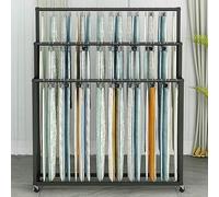 Générique Barre de Suspension réglable, présentoir à Rouleaux de Tissu, Organisateur Robuste en Acier avec roulettes, unité de Rangement pour Rouleaux de Tissu avec roulettes, Chariot de présentation