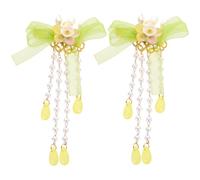 Générique Barrettes à Cheveux Fleurs Style Chinois Pompons Pendants pour Filles, Alliage et Résine, Facile à Porter, pour Habillage Quotidien et Séances Photo