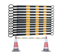 Générique Barrière de signalisation rétractable à cônes Haute visibilité, poteaux de sécurité télescopiques pour la sécurité des travaux Routiers et du stationnement (Jaune et Noir, 1,25-2 m)