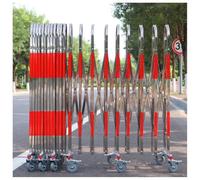 Générique Barrière Extensible en Acier Inoxydable, clôture de sécurité rétractable sur roulettes, barrière d'allée accordéon, barrière de contrôle de Circulation Mobile (Rouge, 1,5 x 7 m / 5 x 23 pi)