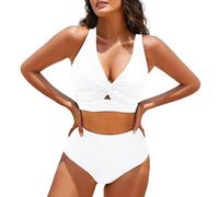 Générique Bas De Maillot De Bain Grossesse Top Swimsuits High Waisted Bathing Suits Short Kaki Femme (White, XL)