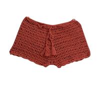 Générique Bas De Maillot -Pantalon de Natation de Plage tissé à la Main pour Femmes Couleur Unie Sangle Extensible Pantalon à Coins Plats Creux (Watermelon Red M)