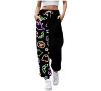 Générique Bas De Survetement Femme, Costume Halloween Adulte Femme Pantalon Jogging Large Taille Haute Pantalon De Survêtement Imprimé Décontracté Confortable avec Cordon De Serrage