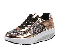 Générique Basket Femme Confortable Basket Running Femme Chaussures de Sport Paillettes Shake Chaussures pour Femmes Filles Baskets de Dames Baskets pour Femmes Légères Et Respirantes (Gold,38)