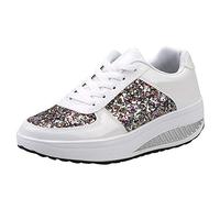 Générique Basket Femme Confortable Basket Running Femme Chaussures de Sport Paillettes Shake Chaussures pour Femmes Filles Baskets de Dames Baskets pour Femmes Légères Et Respirantes (White,35)