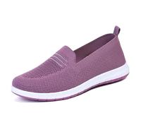 Générique Basket Femme Ete Chaussures De Printemps Sneakers Pieds Larges Confort À Plateforme Semelle Antidérapante sans Lacet Respirant Amortissement Accru des Pas Cher Noire (Violet,37)