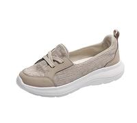Générique Basket Orthopedique Femme Basket Femme Running Femmes Chaussures Décontractées À La Et Couleur Unie À Lacets Semelles Épaisses Et Semelles Souples Chaussures de Respirantes (Beige,38)