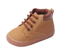 Générique Baskets Cuir Enfant Enfant en Bas âge Chaussures garçons et Filles Chaussures de Sport Fond Plat antidérapant Bout Rond Haut Couleur Unie Crochet Boucle Baskets Années 7 (Brown, 20 Infant)