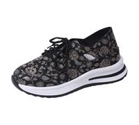 Générique Baskets Femme à Imprimé Floral Vintage, Chaussures de Sport à Plateforme Épaissie & Respirantes Chaussures Femme Printemps 2026 Nouvelle pour Loisirs, Promenades et Looks Urbains