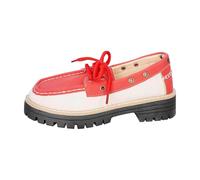 Générique Baskets Femme Lacets Basses Multicolores Cuir Confortables Chaussures Quotidiennes(Red, 39)