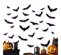 Générique Bat Stickers, 36-Piece 3D Spooky Wall Decor with LED Lights, Halloween Bats for Bedroom, Door, Window, Porch, Party, Classroom, Offices, Yard, Car, Seasonal Decoration