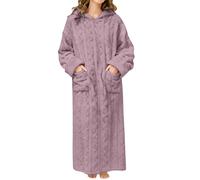 Générique Bata larga de felpa para mujer, bata de baño de forro polar grueso jacquard con botones y bolsillos, acogedora y suave, para invierno, otoño, descanso, spa, cómoda ropa para el hogar