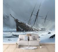 Générique Bateau Papier Peint Intissé 400 x 280 cm Navire De Glace De L'Arctique Papier Peint Panoramique 3D - XXL Poster Salon Chambre Salle à Manger Chambre d'Enfant Décoration Murale