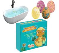 Générique Bath Bombs Pro - Lot De 4 Bombes De Douche En Forme D'Oeuf Longue Durée | Boules De Bain Faites À La Main Avec Des Jouets De Dinosaures À L'intérieur | Pour Un Cadeau De Soins Personn
