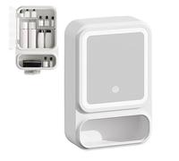 Générique Bathroom Mirror Cabinet, Mirror with Built in Storage Organizer, LED Lights Enhanced Visibility, Magnetic Door Tissue Dispenser, Modern Restroom Decor for Shampoo, Makeup, and Toiletries
