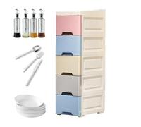 Générique Bathroom Storage Cabinet, Narrow Kitchen Organizer, 5-Tier Drawer Design, Rolling Caster Wheels, Ideal for Hotel Apartment Rental Restaurant Bathroom Business Use, 1 Set