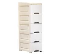 Générique Bathroom Storage Cabinet, Narrow Kitchen Organizer Casters, Heavy Duty 5 Tier Slim Vertical Drawer Shelves for Hotel Apartment Rental, Bedroom, Restaurant Business, Easy to Use