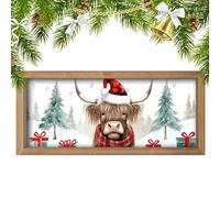 Générique Bathroom Wall Art, Wood Highland Cow Wall Decor, Animal Wood Sign For Living Room Display Cabinets Restroom Holiday Kitchen Bookshelves Cafe
