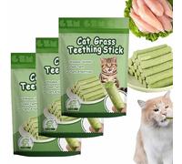 Générique Bâton de Dentition en Herbe pour Chat, Jouet de Dentition pour Chat pour enlever Les Boules de Poils, bâton de Dentition en Herbe pour Chat pour Nettoyer Les Dents du Chat (3pcs)