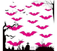 Générique Bats Wall Decor - 16PCS Pink 3D Paper Bats | Reusable Indoor Decor, Foldable Bats Decoration for Home Decoration, Wall, Party Supplies
