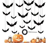 Générique Bats Wall Decor Halloween - Gothic Spooky Bat Ornament | Indoor Outdoor Halloween Decorations Party Supplies Photo Props image Prop For Apartment Home Flat Rental House Seasonal Use