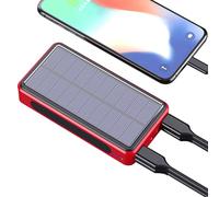 Générique Batterie Externe Solaire 50000mAh | Chargeur Solaire Power Bank | 4 Sorties USB Qi | Lampe LED 28 Perles, Panneau Monocristallin, Ports iOS Android Type-C