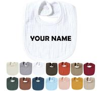 Générique Bavoirs Bebe Personnalisé avec Nom Brodé, Bavoir Personnalisable, Bavoir Bebe Fille Garcon, Cadeau Bebe Naissance, Cadeau Personnalisé Bebe, Sûrs Doux et Absorbants (Blanc)