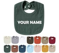 Générique Bavoirs Bebe Personnalisé avec Nom Brodé, Bavoir Personnalisable, Bavoir Bebe Fille Garcon, Cadeau Bebe Naissance, Cadeau Personnalisé Bebe, Sûrs Doux et Absorbants (Vert)