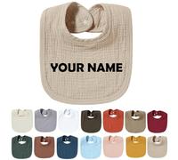 Générique Bavoirs Bebe Personnalisé avec Nom Brodé, Bavoir Personnalisable, Bavoir Bebe Fille Garcon, Cadeau Bebe Naissance, Cadeau Personnalisé Bebe, Sûrs Doux et Absorbants (Café clair)