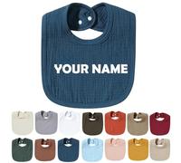 Générique Bavoirs Bebe Personnalisé avec Nom Brodé, Bavoir Personnalisable, Bavoir Bebe Fille Garcon, Cadeau Bebe Naissance, Cadeau Personnalisé Bebe, Sûrs Doux et Absorbants (Bleu marine)