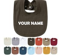 Générique Bavoirs Bebe Personnalisé avec Nom Brodé, Bavoir Personnalisable, Bavoir Bebe Fille Garcon, Cadeau Bebe Naissance, Cadeau Personnalisé Bebe, Sûrs Doux et Absorbants (Marron foncé)