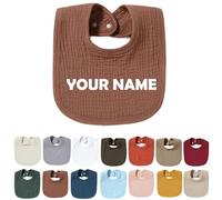Générique Bavoirs Bebe Personnalisé avec Nom Brodé, Bavoir Personnalisable, Bavoir Bebe Fille Garcon, Cadeau Bebe Naissance, Cadeau Personnalisé Bebe, Sûrs Doux et Absorbants (Marron)