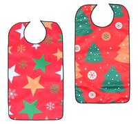 Générique Bavoirs pour Adultes Rouge 2 Pièces Sangle Réglable en Polyester pour Manger, Protection Vêtements pour Personnes Âgées Rééducation, Repas de Noël