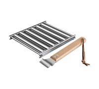Générique BBQ Würstchen Roller Grillrost - 7.48 inch Würstchen Roller | Stainless Steel Grillrost - tragbarer Würstchenroller mit Holzgriff für gleichmäßiges Grillen beim Camping und Picknick