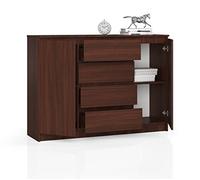 Générique BDW Commode à 4 tiroirs et 2 Portes Wengé 138 x 99 x 40 cm