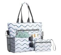 Générique Beach Bag, Travel Tote, Foldable Handbag, Zipper Closure, Coin Purse Included, Vacation Outdoor Use, 40.5x39x17cm/15.94x15.35x6.69 Inches, Multicolor, Polyester, 1 Piece, 350g