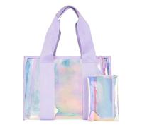 Générique Beach Bags, Iridescent PVC Waterproof Travel Tote with Large Capacity, Stylish Shoulder Handbag for Gym Shopping Work Outdoor Activities and Essentials 35x17.5x30cm