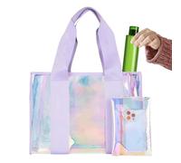 Générique Beach Bags, Rainbow Iridescent Handbag, Sand Proof Shoulder Tote with Large Capacity 13.78x11.81inches, Travel Pouches for Work, Outdoor Activities, Shopping, Pool, Picnic, Holographic