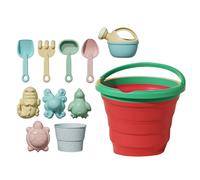 Générique Beach Toys, 14 Pieces Sandbox Toys with Folding Sand Bucket, for Kids Ages 3 Plus Beach Backyard Sandbox Toy for Camping Gear, Party, Fishing, and Fun Summer Activities
