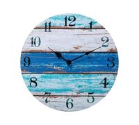 Générique Beach Wall Clock - 30cm Easy Read | Wood Retro Numeral Timepiece, Non Ticking Silent Theme Hanging Clock Decor for Home Kitchen Bathroom Living Room Coastal Workplace Ornament