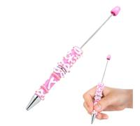 Générique Beadable Pens, Bullet Shaped Ballpoint, 5.71x0.63 Inches, Refillable Ink Cartridge, Customisable Barrel, Beaded Stationery Pen for Crafting Journaling Teaching School Workplace Gift