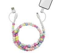 Générique Beaded Charging Cord 4 in 1, Beaded Charging Cords for iPhone, 3.3FT Stylish Tangle-Free Bead Phone Charge Cable (A-Colored Pearls)