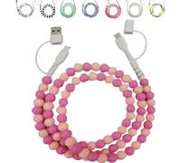 Générique Beaded Charging Cord 4 in 1 - Colorful Beaded Phone Charger, 3.3ft Fast BeadedCharger Cords for All Device USB C and Type C (Pink red)